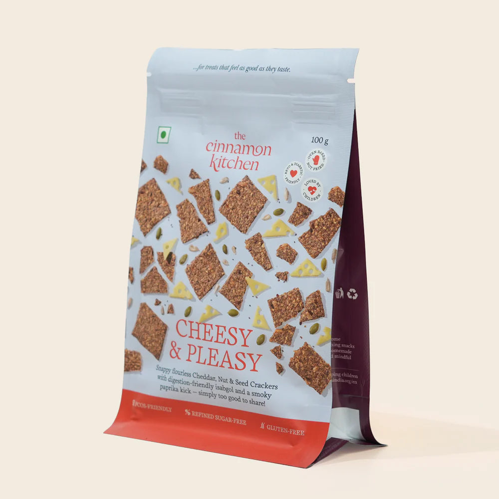 The Cinnamon Kitchen - Cheddar Nut & Seed Crackers Vegan and Gluten Free 100g