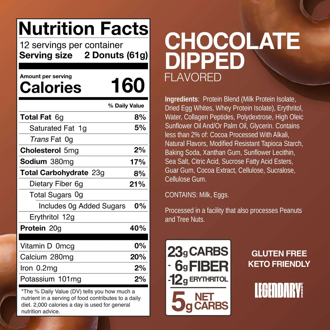 Legendary Chocolate Dipped Protein Donuts