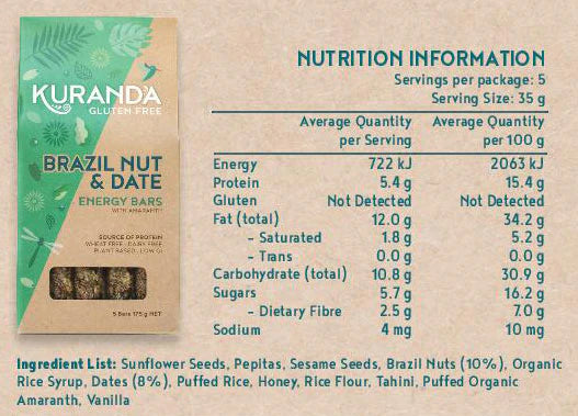 Kuranda Brazil Nut & Date Energy bars 5 Pack