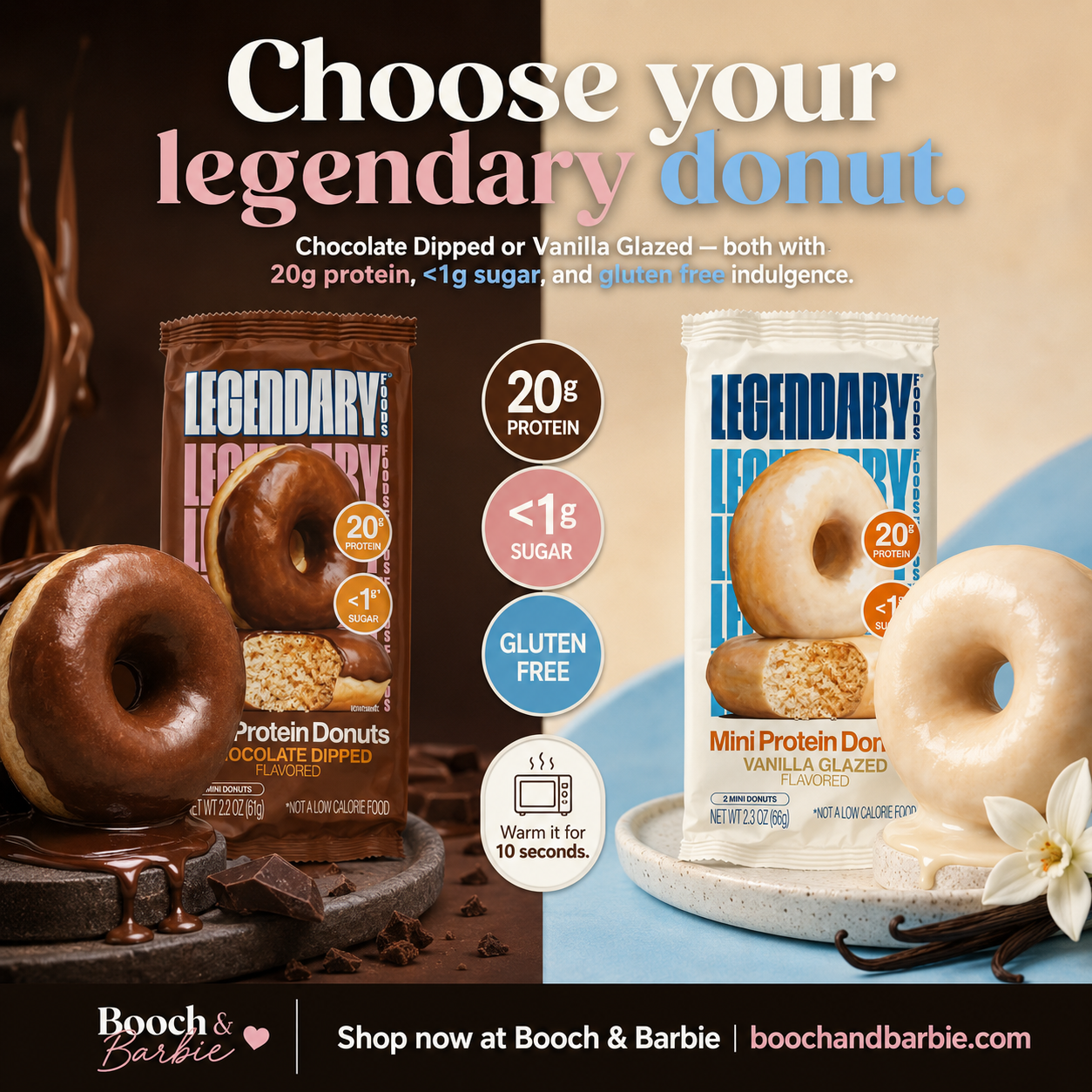 Legendary Foods - Chocolate Dipped Protein Donuts - 2 mini donut 61g