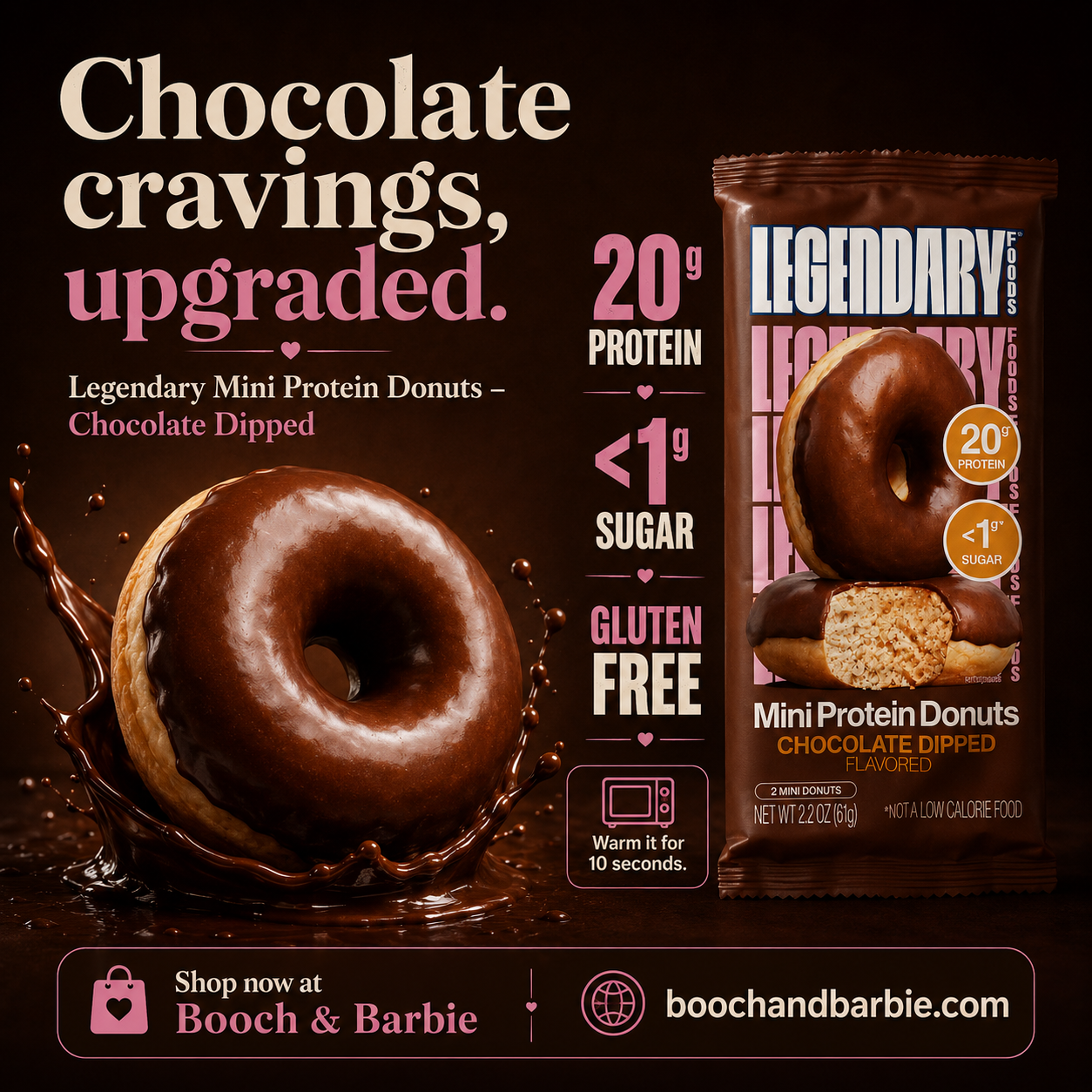 Legendary Foods - Chocolate Dipped Protein Donuts - 2 mini donut 61g