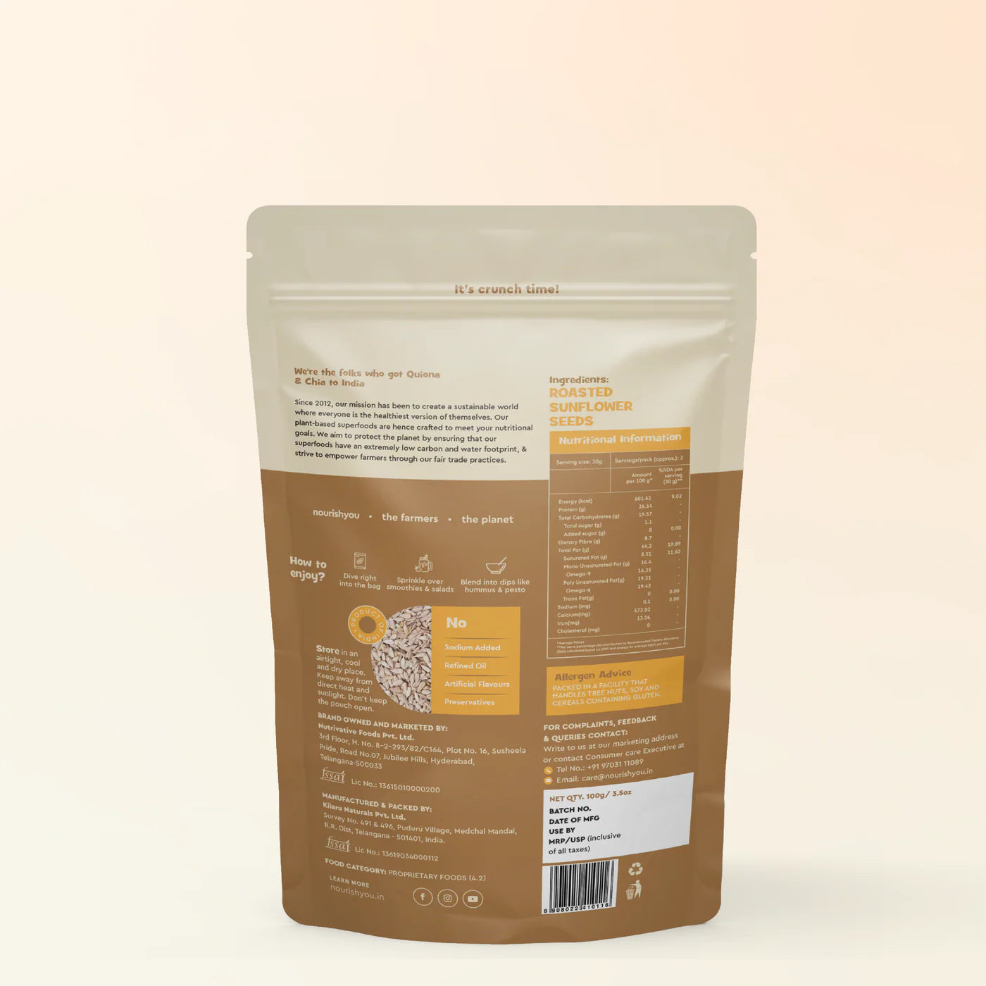 Roasted Sunflower Seeds 100g