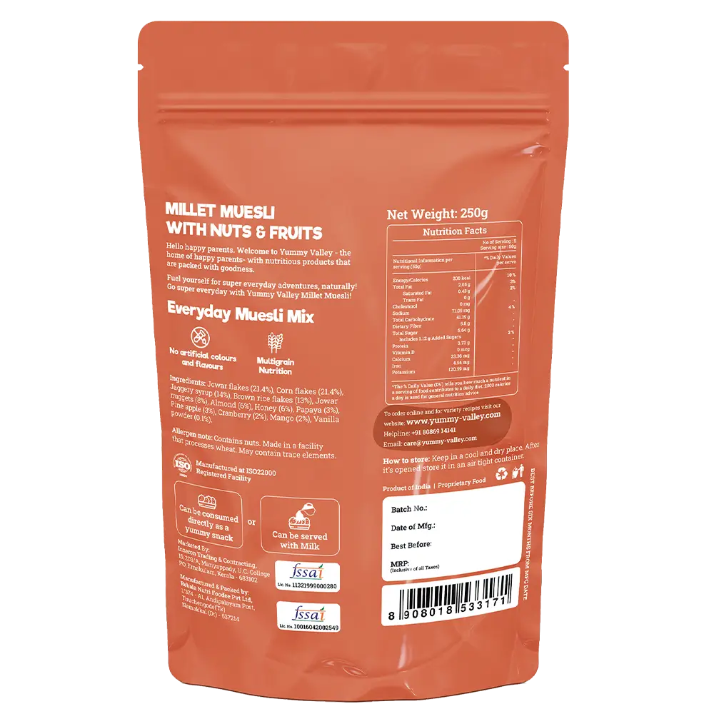 Muesli – Nuts and Fruits - Yummy Valley - 250g
