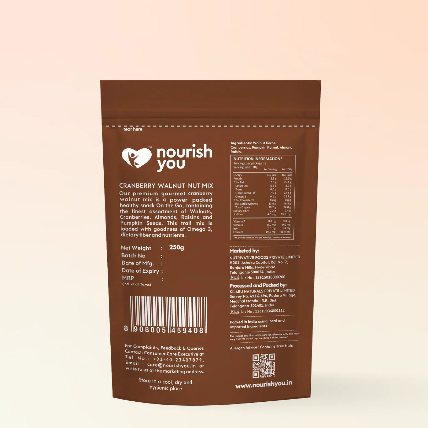 Cranberry Walnut Nut Mix 250g