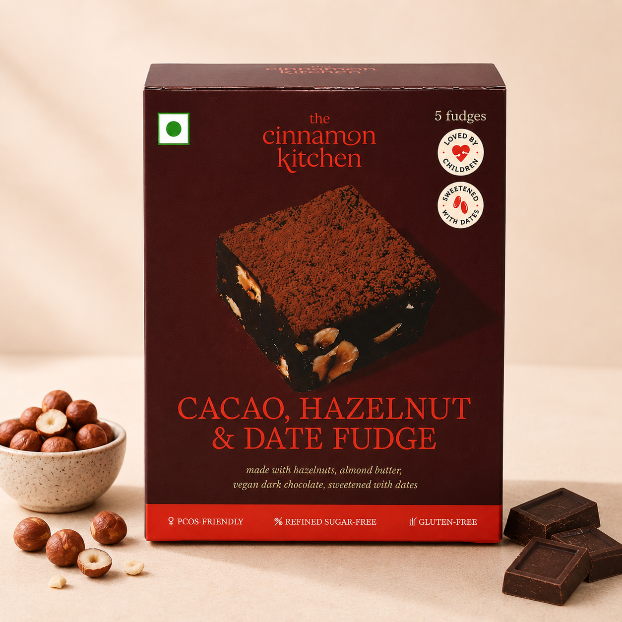 Cacao Hazelnut & Date Fudge (Pack of 5) 175g