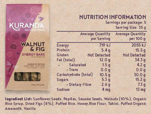 Kuranda Walnut & Fig Energy bars 5 Pack