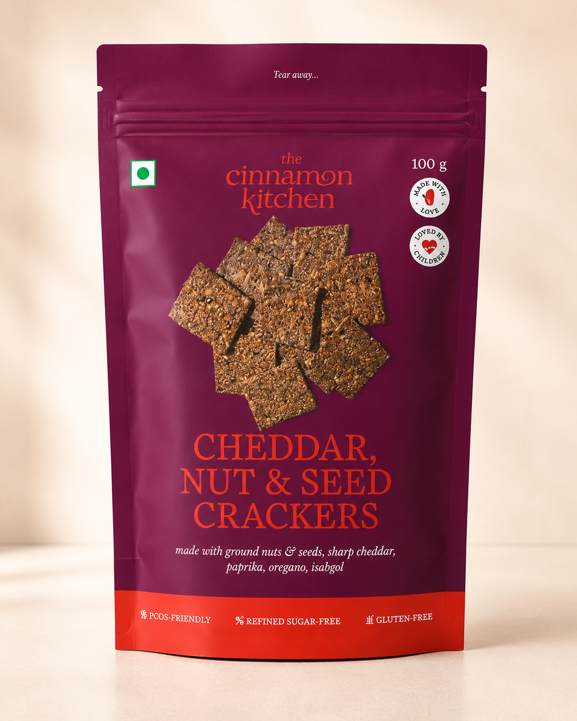 Cheddar Nut & Seed Crackers Vegan and Gluten Free 100g
