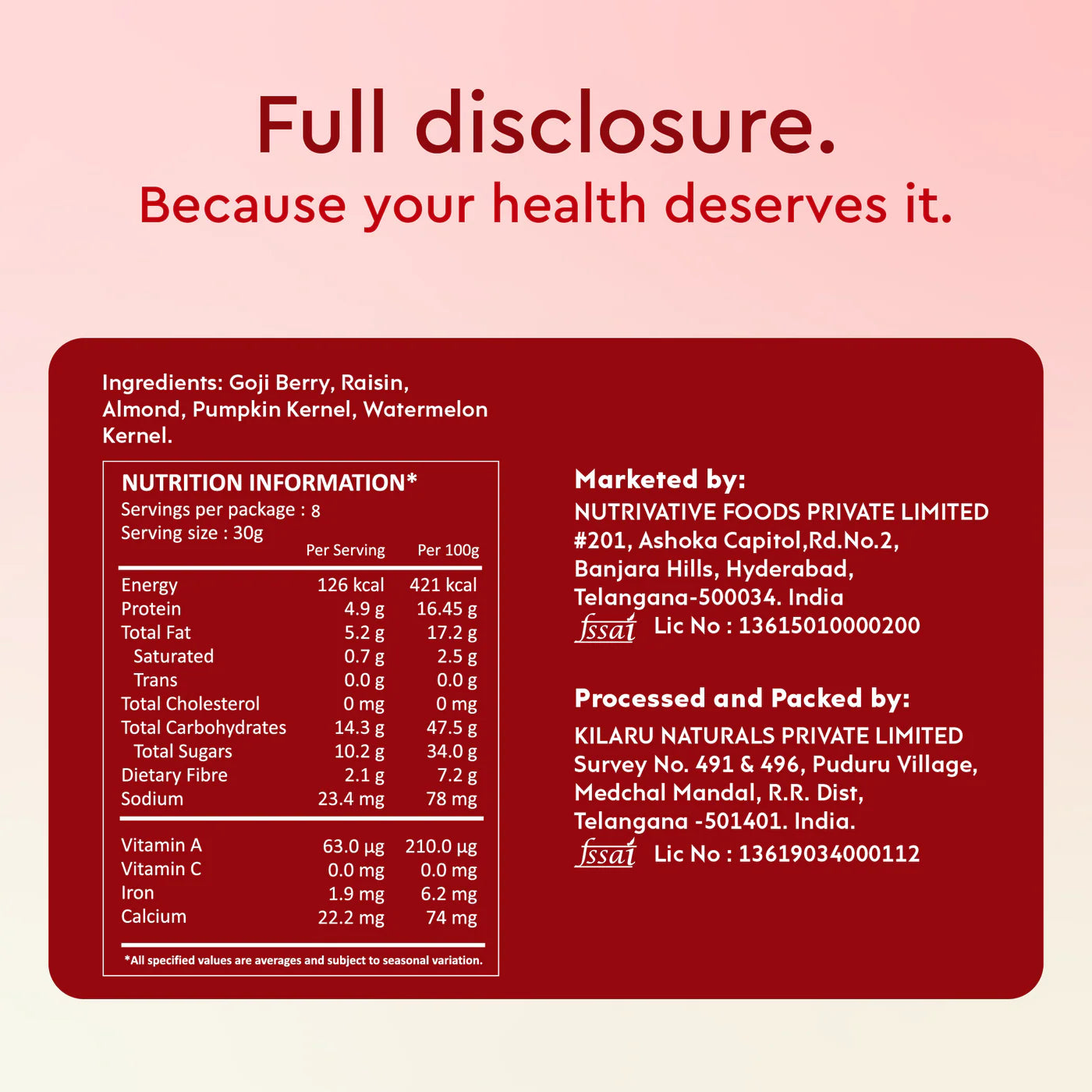 Goji Berry Nut Mix 250g