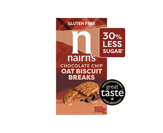Nairn's Oat Biscuit Breaks (Gluten Free) - Chocolate Chip 160g (box of 12)