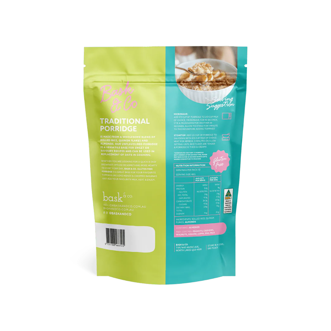Gluten free Porridge Traditional (Unflavoured)